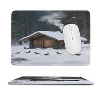 asbwuo Sous-main de bureau imperméable « Cabane dans les bois » avec coutures anti-effilochage et dessous antidérapant en caoutchouc, compatible avec les souris sans fil, pour le bureau et la maison.