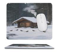 asbwuo Sous-main de bureau imperméable « Cabane dans les bois » avec coutures anti-effilochage et dessous antidérapant en caoutchouc, compatible avec les souris sans fil, pour le bureau et la maison.