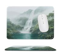 asbwuo Sous-main de bureau imperméable motif cascade de montagne, avec coutures anti-effilochage et dessous en caoutchouc antidérapant, idéal pour souris sans fil au bureau et à la maison.