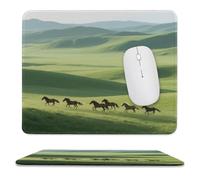 asbwuo Sous-main imperméable à motif chevaux des prairies, avec coutures anti-effilochage et dessous antidérapant en caoutchouc, idéal pour souris sans fil au bureau et à la maison.