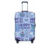 asbwuo Tanti auguri di buon compleanno, cupcake alla ciliegia e regalo. Coprivaligia elastico lavabile, adatto a valigie di piccole dimensioni (45-53 cm).