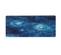 asbwuo Tapis de bureau galaxie spatiale bleue 30 x 80 cm avec bords cousus, grand tapis de souris gaming antidérapant en caoutchouc pour PC, ordinateur portable et bureau à domicile.
