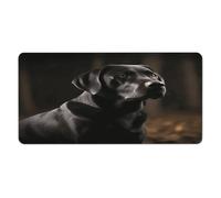 asbwuo Tapis de bureau Labrador noir 30 x 60 cm avec bords cousus, grand tapis de souris gaming antidérapant en caoutchouc pour ordinateur de bureau, ordinateur portable et bureau à domicile.