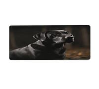 asbwuo Tapis de bureau Labrador noir 30 x 81 cm avec bords cousus, grand tapis de souris gaming antidérapant en caoutchouc pour ordinateur de bureau, ordinateur portable et bureau à domicile.