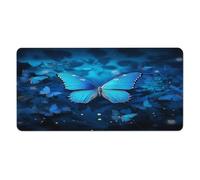 asbwuo Tapis de bureau papillon bleu 30 x 60 cm avec bords cousus, grand tapis de souris gaming antidérapant en caoutchouc pour ordinateur de bureau, ordinateur portable et bureau à domicile.