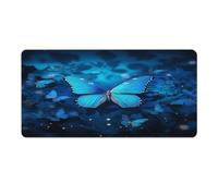 asbwuo Tapis de bureau papillon bleu 40 x 80 cm avec bords cousus, grand tapis de souris gaming antidérapant en caoutchouc pour ordinateur de bureau, ordinateur portable et bureau à domicile.