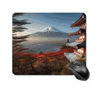 asbwuo Tapis de souris carré étanche, montage japonais, impression paysage, antidérapant, pour le bureau, les jeux et la maison