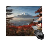 asbwuo Tapis de souris carré étanche, montage japonais, impression paysage, antidérapant, pour le bureau, les jeux et la maison