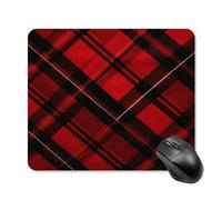 asbwuo Tapis de souris carré imperméable à carreaux rouges et noirs, antidérapant, pour le jeu sur bureau, au bureau et à la maison
