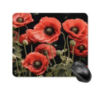 asbwuo Tapis de souris carré imperméable à motif de fleurs et feuilles rouges, antidérapant, idéal pour le jeu sur bureau, au bureau et à la maison.