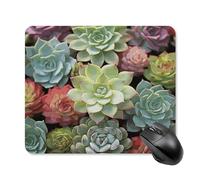 asbwuo Tapis de souris carré imperméable à motif de plantes succulentes vertes, antidérapant, pour le bureau, les jeux et la maison.