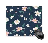 asbwuo Tapis de souris carré imperméable à motif floral bleu marine, antidérapant, idéal pour le jeu sur bureau, au bureau et à la maison.