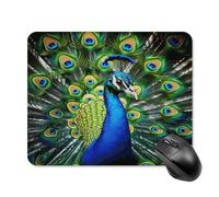 asbwuo Tapis de souris carré imperméable à motif paon bleu, antidérapant, idéal pour les jeux sur bureau, au bureau et à la maison.