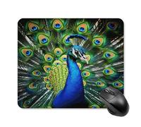 asbwuo Tapis de souris carré imperméable à motif paon bleu, antidérapant, idéal pour les jeux sur bureau, au bureau et à la maison.