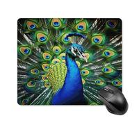 asbwuo Tapis de souris carré imperméable à motif paon bleu, antidérapant, idéal pour les jeux sur bureau, au bureau et à la maison.