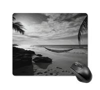 asbwuo Tapis de souris carré imperméable à motif plage noir et blanc, antidérapant, idéal pour le jeu sur bureau, au bureau et à la maison.