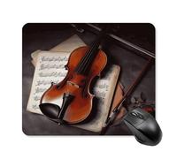 asbwuo Tapis de souris carré imperméable avec impression de partitions de violon, antidérapant, pour le bureau, les jeux et la maison.