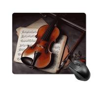 asbwuo Tapis de souris carré imperméable avec impression de partitions de violon, antidérapant, pour le bureau, les jeux et la maison.