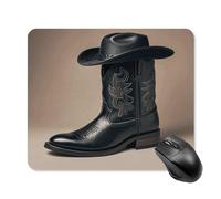 asbwuo Tapis de souris carré imperméable avec imprimé de bottes et chapeau de cowboy noir, antidérapant, idéal pour le bureau, les jeux et la maison.