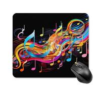 asbwuo Tapis de souris carré, imperméable, avec imprimé de notes de musique colorées et antidérapant, idéal pour les jeux sur bureau, au bureau et à la maison.