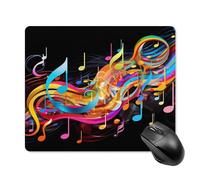 asbwuo Tapis de souris carré, imperméable, avec imprimé de notes de musique colorées et antidérapant, idéal pour les jeux sur bureau, au bureau et à la maison.