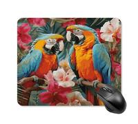 asbwuo Tapis de souris carré imperméable avec imprimé de plantes tropicales et de perroquets, antidérapant, idéal pour le jeu sur bureau, au bureau et à la maison.
