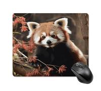 asbwuo Tapis de souris carré imperméable avec imprimé pandas roux, antidérapant, pour le bureau, les jeux et la maison.