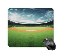 asbwuo Tapis de souris carré imperméable avec imprimé sur fond de terrain de baseball vert, antidérapant, idéal pour les jeux sur bureau, au bureau et à la maison.