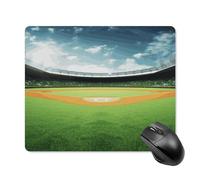 asbwuo Tapis de souris carré imperméable avec imprimé sur fond de terrain de baseball vert, antidérapant, idéal pour les jeux sur bureau, au bureau et à la maison.