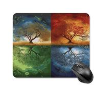 asbwuo Tapis de souris carré imperméable avec motif Arbre de Vie des Quatre Saisons, antidérapant, idéal pour le bureau, les jeux et la maison.