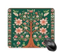 asbwuo Tapis de souris carré imperméable avec motif Arbre de Vie vert, antidérapant, idéal pour le jeu, le bureau et la maison.