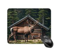 asbwuo Tapis de souris carré imperméable avec motif chalet de montagne et élan, antidérapant, pour le bureau, les jeux et la maison.
