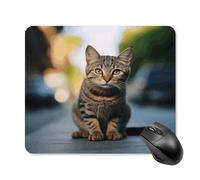 asbwuo Tapis de souris carré imperméable avec motif chaton tigré brun, antidérapant, idéal pour le jeu sur bureau, au bureau et à la maison.