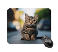 asbwuo Tapis de souris carré imperméable avec motif chaton tigré brun, antidérapant, idéal pour le jeu sur bureau, au bureau et à la maison.