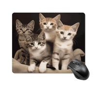 asbwuo Tapis de souris carré imperméable avec motif chatons et chats, antidérapant, idéal pour le bureau, les jeux et la maison.