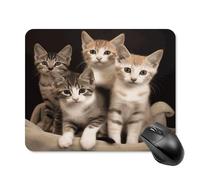 asbwuo Tapis de souris carré imperméable avec motif chatons et chats, antidérapant, idéal pour le bureau, les jeux et la maison.