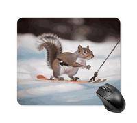 asbwuo Tapis de souris carré imperméable avec motif d'animaux skieurs, antidérapant, pour le bureau, les jeux et la maison.