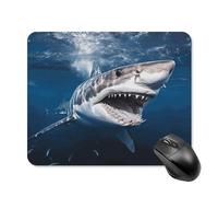 asbwuo Tapis de souris carré imperméable avec motif de grand requin blanc gueule ouverte, antidérapant, idéal pour le bureau, les jeux et la maison.