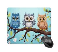 asbwuo Tapis de souris carré imperméable avec motif de hiboux sur une branche, antidérapant, idéal pour le bureau, les jeux et la maison.