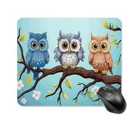 asbwuo Tapis de souris carré imperméable avec motif de hiboux sur une branche, antidérapant, idéal pour le bureau, les jeux et la maison.