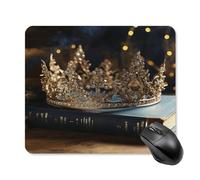 asbwuo Tapis de souris carré imperméable avec motif de livre vintage et couronne, antidérapant, idéal pour le jeu, le bureau et la maison.