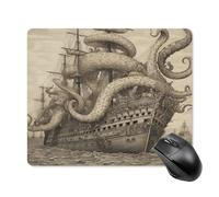 asbwuo Tapis de souris carré imperméable avec motif de pieuvre pirate, antidérapant, idéal pour le bureau, les jeux et la maison.