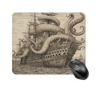 asbwuo Tapis de souris carré imperméable avec motif de pieuvre pirate, antidérapant, idéal pour le bureau, les jeux et la maison.