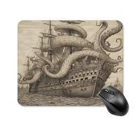 asbwuo Tapis de souris carré imperméable avec motif de pieuvre pirate, antidérapant, idéal pour le bureau, les jeux et la maison.