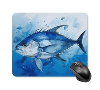 asbwuo Tapis de souris carré imperméable avec motif de poisson bleu, antidérapant, pour le jeu sur bureau, au bureau et à la maison