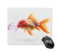 asbwuo Tapis de souris carré imperméable avec motif de poisson soufflant du chewing-gum, antidérapant, pour le bureau, les jeux et la maison.