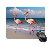 asbwuo Tapis de souris carré imperméable avec motif d'oiseau rose, antidérapant, idéal pour les jeux sur bureau, au bureau et à la maison.