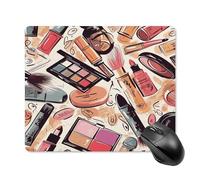 asbwuo Tapis de souris carré imperméable avec motif imprimé sur le thème des cosmétiques et du maquillage, antidérapant, pour le bureau, les jeux et la maison.