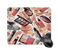asbwuo Tapis de souris carré imperméable avec motif imprimé sur le thème des cosmétiques et du maquillage, antidérapant, pour le bureau, les jeux et la maison.