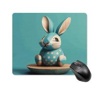 asbwuo Tapis de souris carré imperméable avec motif lapin en bois, antidérapant, pour le bureau, les jeux et la maison.